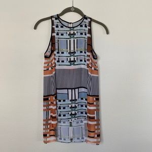 CLOVER CANYON contemporary geometric high low hem sleeveless tunic SIZE XS
